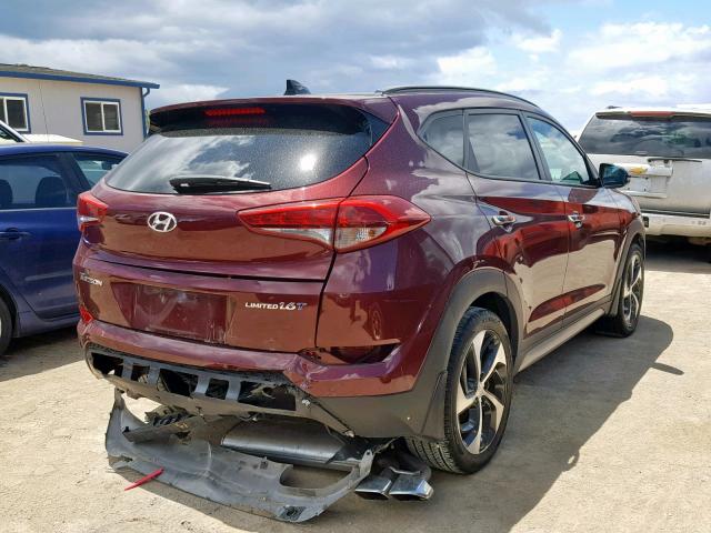 KM8J33A27HU359133 - 2017 HYUNDAI TUCSON LIM MAROON photo 4