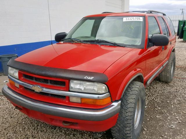 1GNDT13W3X2250952 - 1999 CHEVROLET BLAZER RED photo 2