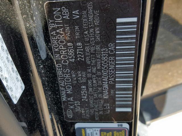 KNAGM4ADXD5058313 - 2013 KIA OPTIMA HYB BLACK photo 10