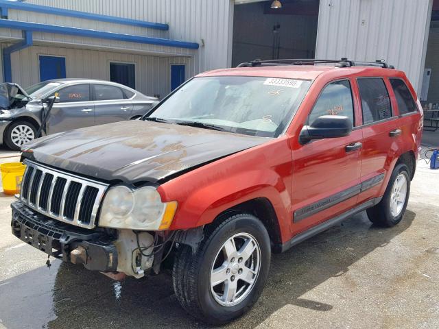 1J4GS48K75C561656 - 2005 JEEP GRAND CHER MAROON photo 2