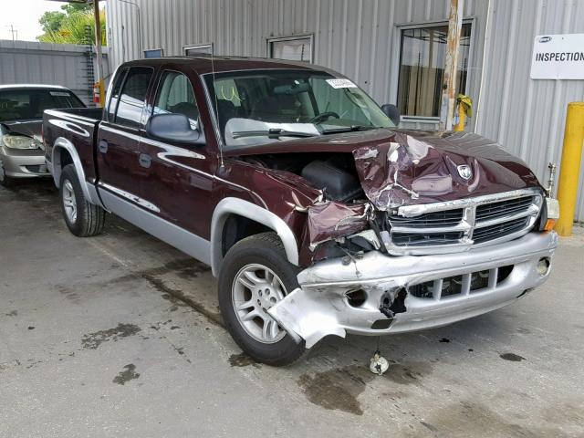 1D7HL48N64S668046 - 2004 DODGE DAKOTA QUA MAROON photo 1