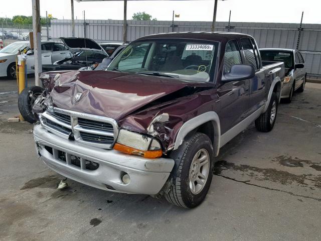 1D7HL48N64S668046 - 2004 DODGE DAKOTA QUA MAROON photo 2