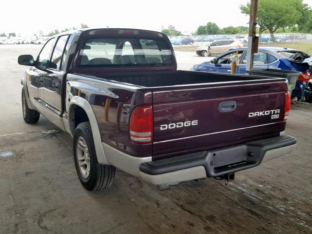 1D7HL48N64S668046 - 2004 DODGE DAKOTA QUA MAROON photo 3