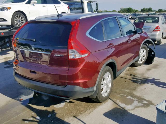 5J6RM4H78CL036276 - 2012 HONDA CR-V EXL BURGUNDY photo 4