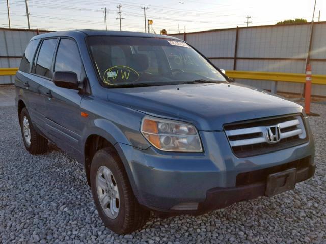 5FNYF28197B025551 - 2007 HONDA PILOT LX BLUE photo 1