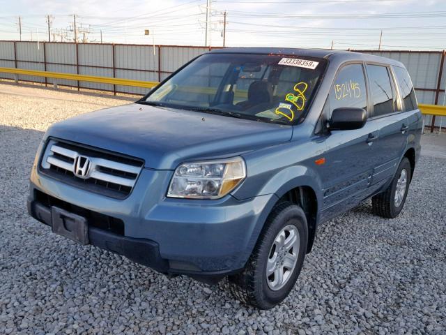 5FNYF28197B025551 - 2007 HONDA PILOT LX BLUE photo 2