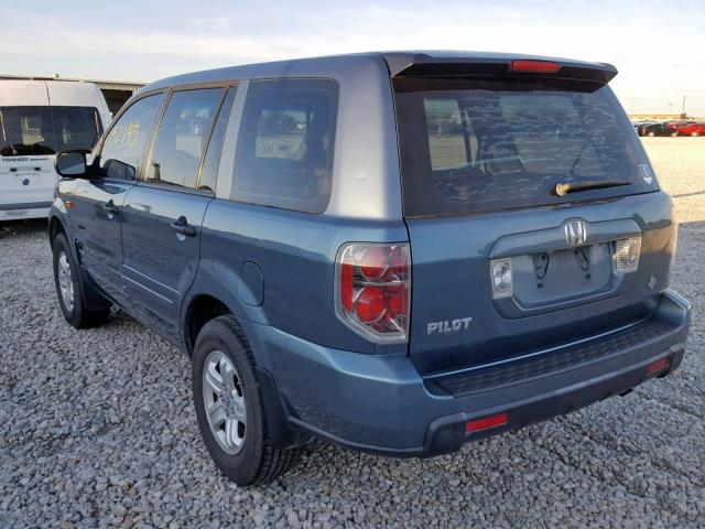 5FNYF28197B025551 - 2007 HONDA PILOT LX BLUE photo 3