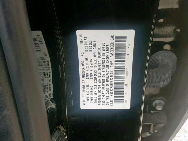 1HGCR2F88FA223970 - 2015 HONDA ACCORD EXL BLACK photo 10