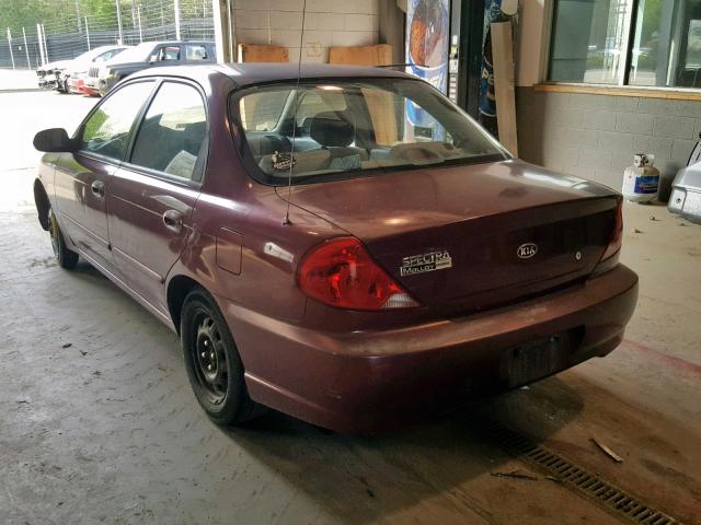 KNAFB121425189884 - 2002 KIA SPECTRA BA BURGUNDY photo 3