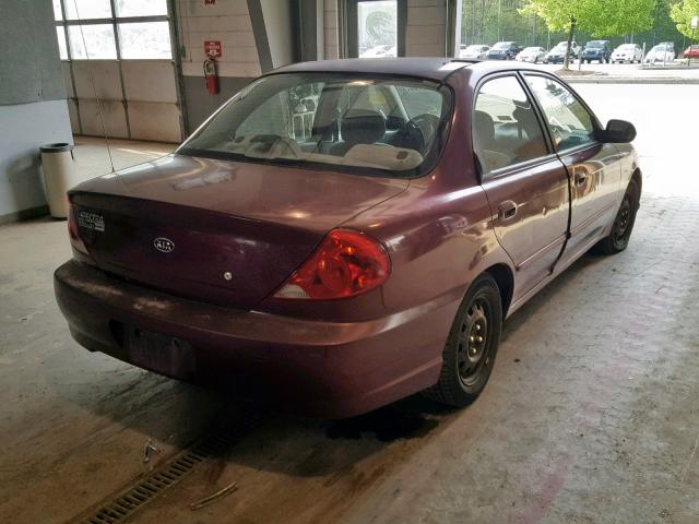 KNAFB121425189884 - 2002 KIA SPECTRA BA BURGUNDY photo 4