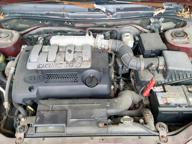 KNAFB121425189884 - 2002 KIA SPECTRA BA BURGUNDY photo 7