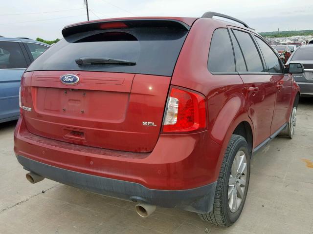 2FMDK3JC4DBC21431 - 2013 FORD EDGE SEL BURGUNDY photo 4