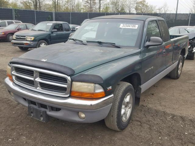 1B7GL22X1WS529076 - 1998 DODGE DAKOTA GREEN photo 2