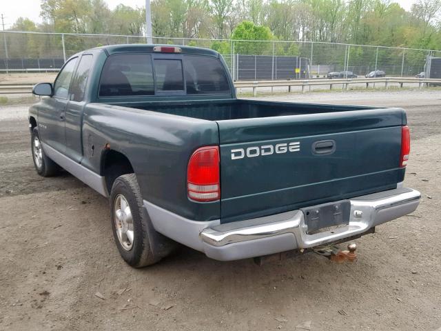 1B7GL22X1WS529076 - 1998 DODGE DAKOTA GREEN photo 3