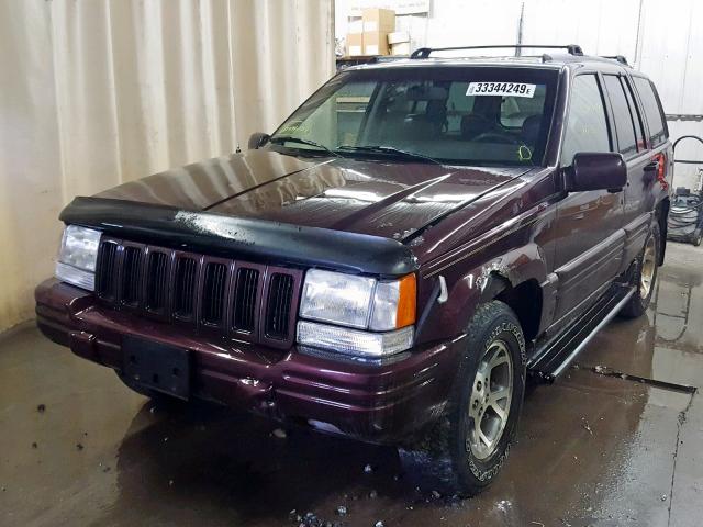 1J4GZ78YXTC379674 - 1996 JEEP GRAND CHER MAROON photo 2