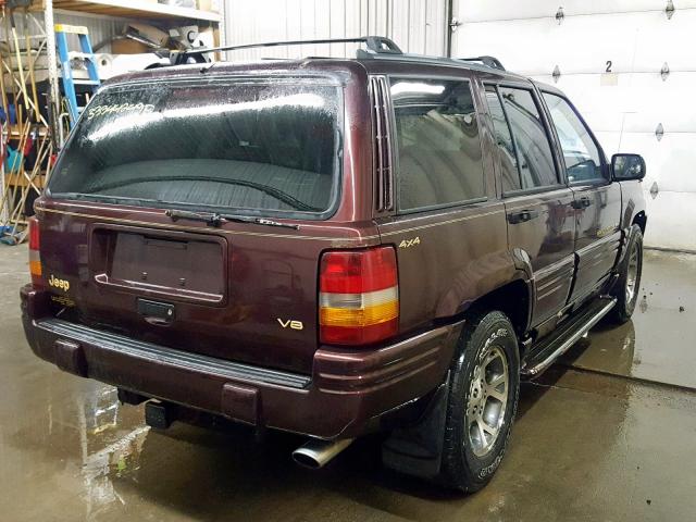 1J4GZ78YXTC379674 - 1996 JEEP GRAND CHER MAROON photo 4