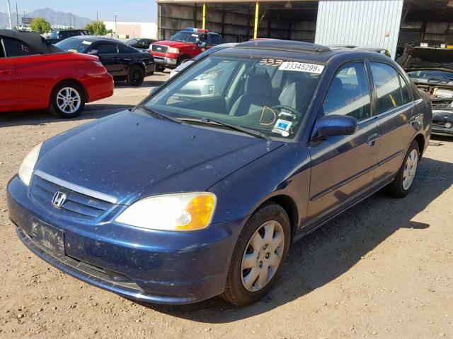 1HGES26731L054717 - 2001 HONDA CIVIC EX BLUE photo 2