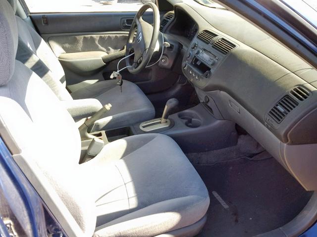 1HGES26731L054717 - 2001 HONDA CIVIC EX BLUE photo 5