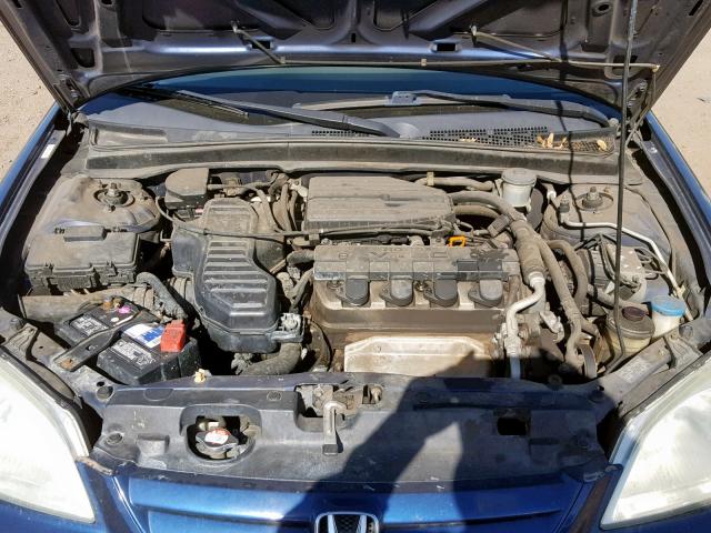 1HGES26731L054717 - 2001 HONDA CIVIC EX BLUE photo 7