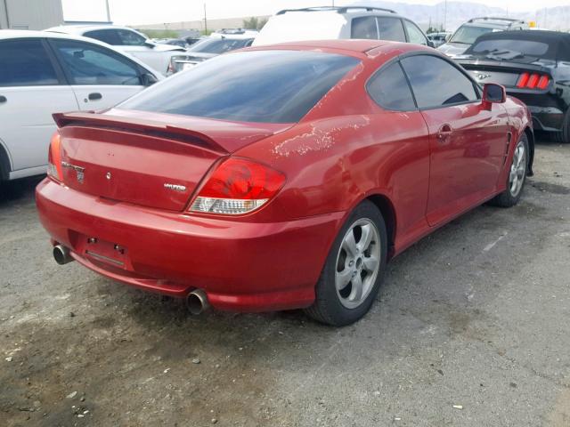 KMHHM65D45U164109 - 2005 HYUNDAI TIBURON RED photo 4