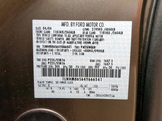 1LNHM86S64Y666541 - 2004 LINCOLN LS BROWN photo 10