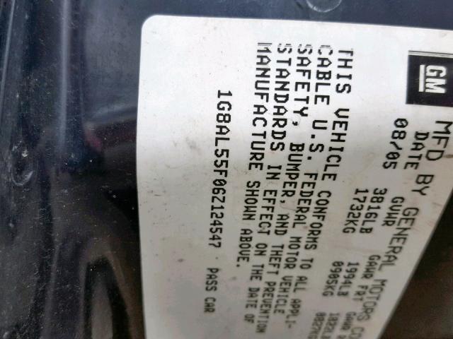 1G8AL55F06Z124547 - 2006 SATURN ION LEVEL GRAY photo 10