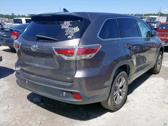 5TDZKRFH5FS059585 - 2015 TOYOTA HIGHLANDER CHARCOAL photo 4