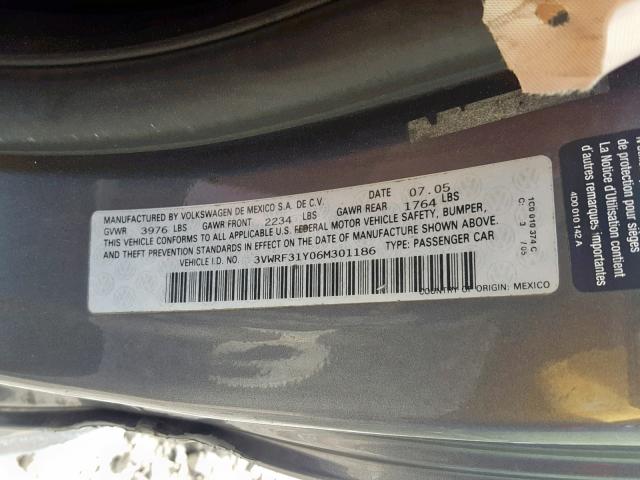 3VWRF31Y06M301186 - 2006 VOLKSWAGEN NEW BEETLE Grau Foto 10