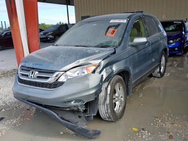 5J6RE3H70AL027690 - 2010 HONDA CR-V EXL GREEN photo 2