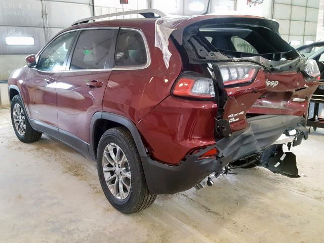 1C4PJMLB2KD354727 - 2019 JEEP CHEROKEE L MAROON photo 3