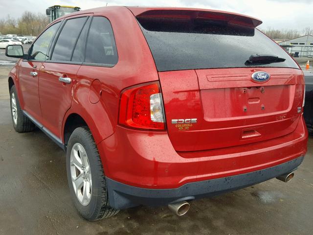 2FMDK4JC0BBA07068 - 2011 FORD EDGE SEL RED photo 3