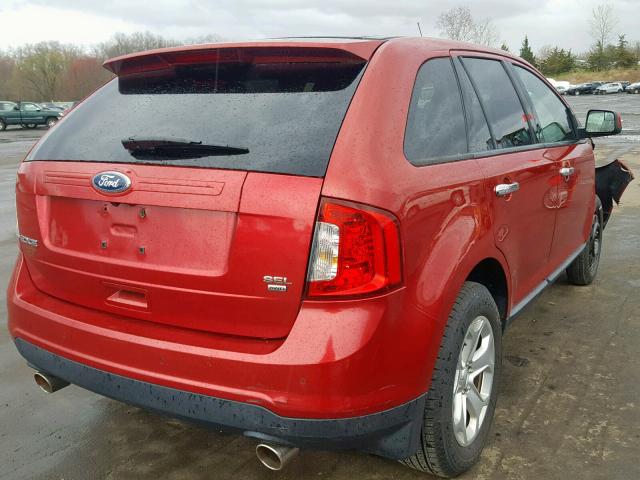 2FMDK4JC0BBA07068 - 2011 FORD EDGE SEL RED photo 4