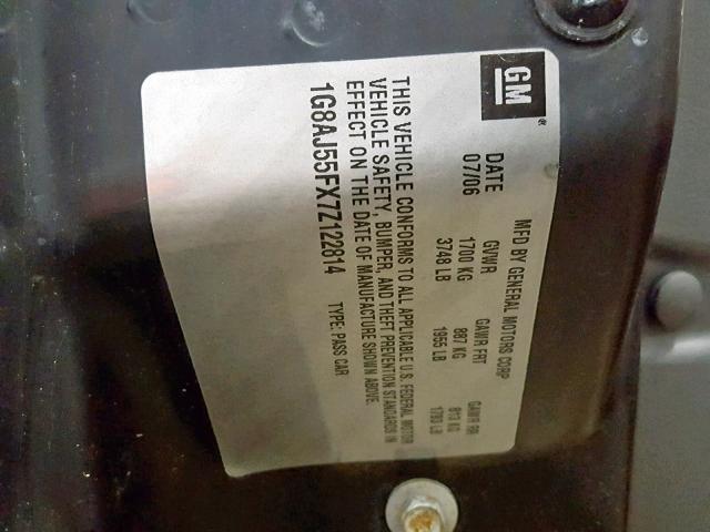 1G8AJ55FX7Z122814 - 2007 SATURN ION LEVEL RED photo 10