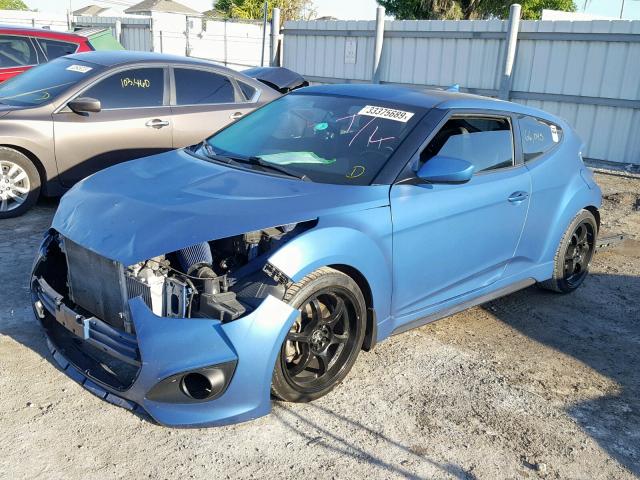 KMHTC6AE7GU264784 - 2016 HYUNDAI VELOSTER T BLUE photo 2