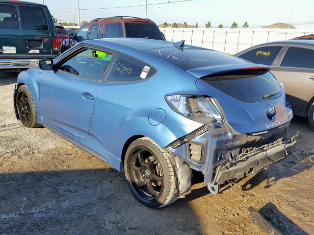 KMHTC6AE7GU264784 - 2016 HYUNDAI VELOSTER T BLUE photo 3