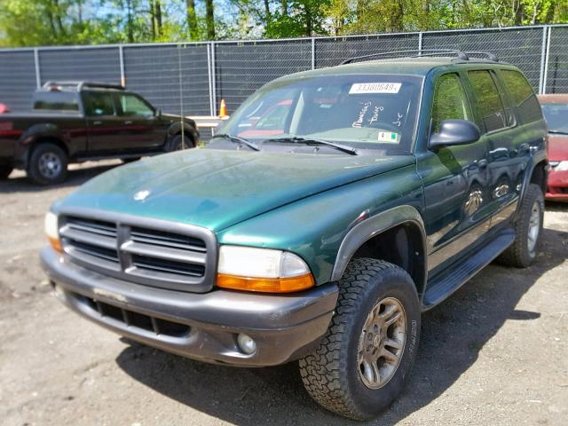 1B4HS38N32F207364 - 2002 DODGE DURANGO SP GREEN photo 2