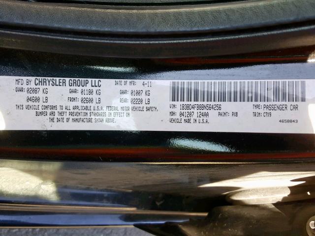 1B3BD4FB8BN564256 - 2011 DODGE AVENGER EX BLACK photo 10