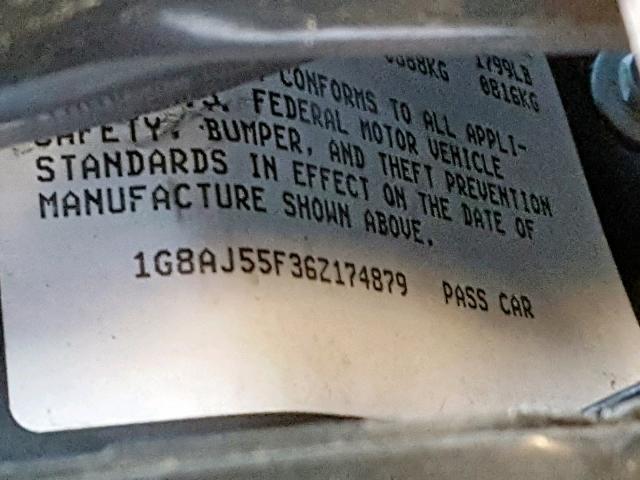 1G8AJ55F36Z174879 - 2006 SATURN ION LEVEL SILVER photo 10