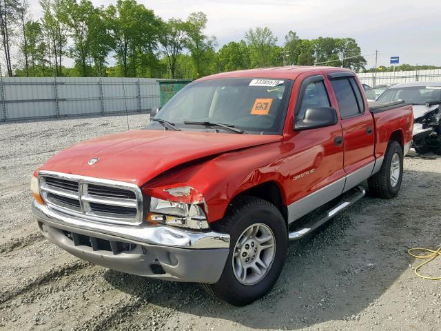 1B7GL2AN21S118360 - 2001 DODGE DAKOTA QUA RED photo 2