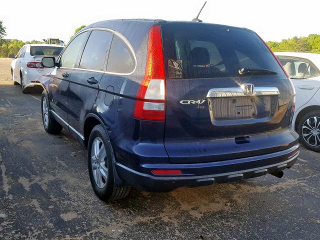 5J6RE3H71AL039332 - 2010 HONDA CR-V EXL BLUE photo 3