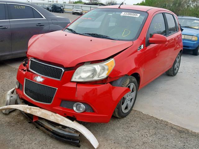 KL1TG66E89B326216 - 2009 CHEVROLET AVEO LT RED photo 2