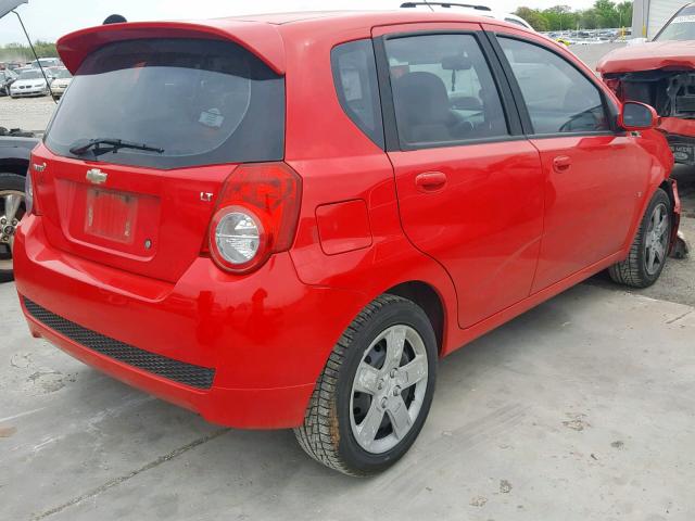 KL1TG66E89B326216 - 2009 CHEVROLET AVEO LT RED photo 4