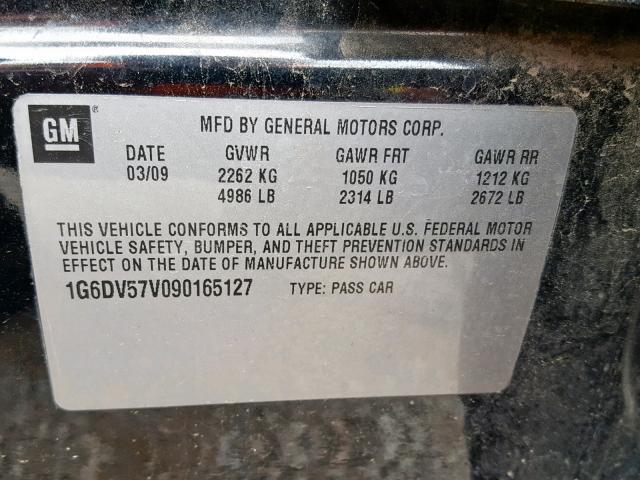 1G6DV57V090165127 - 2009 CADILLAC CTS HI FEA BLACK photo 10