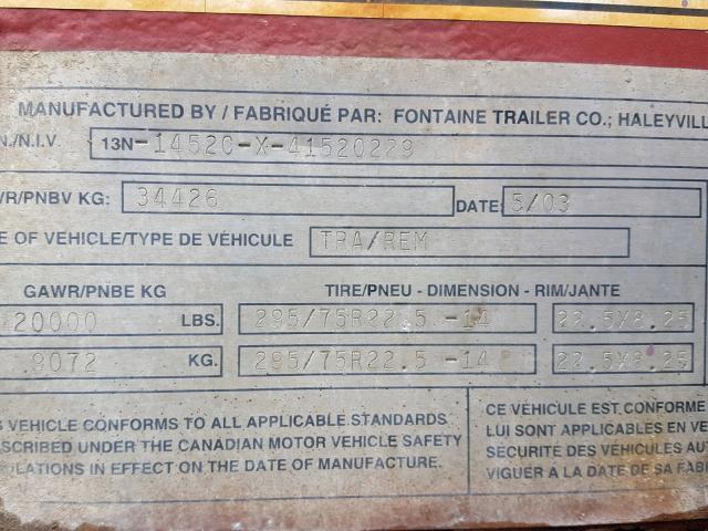 13N1452CX41520229 - 2004 FONTAINE TRAILER RED photo 10