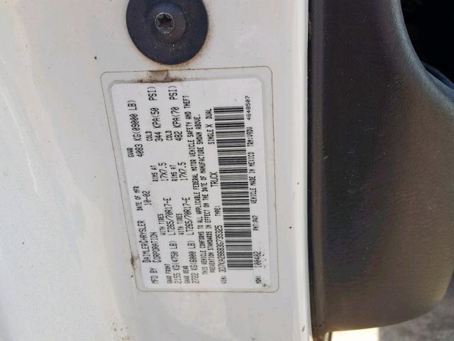 3D7KA28683G735325 - 2003 DODGE RAM 2500 S თეთრი ფოტო 10