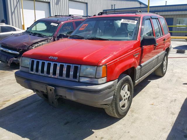 1J4GZ58S9SC637214 - 1995 JEEP GRAND CHER RED photo 2