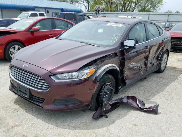 3FA6P0G76DR142079 - 2013 FORD FUSION S BURGUNDY photo 2