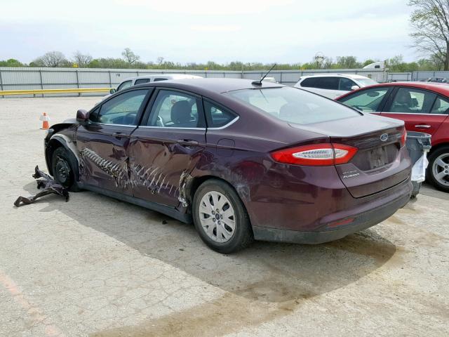 3FA6P0G76DR142079 - 2013 FORD FUSION S BURGUNDY photo 3