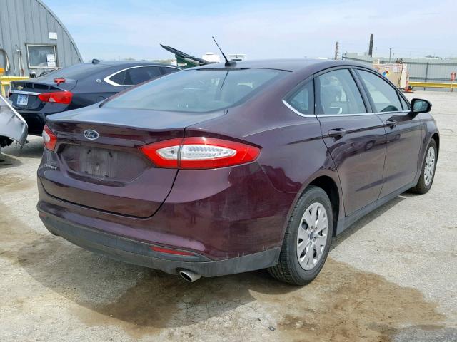 3FA6P0G76DR142079 - 2013 FORD FUSION S BURGUNDY photo 4