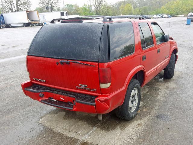 1GNDT13W92K213414 - 2002 CHEVROLET BLAZER RED photo 4